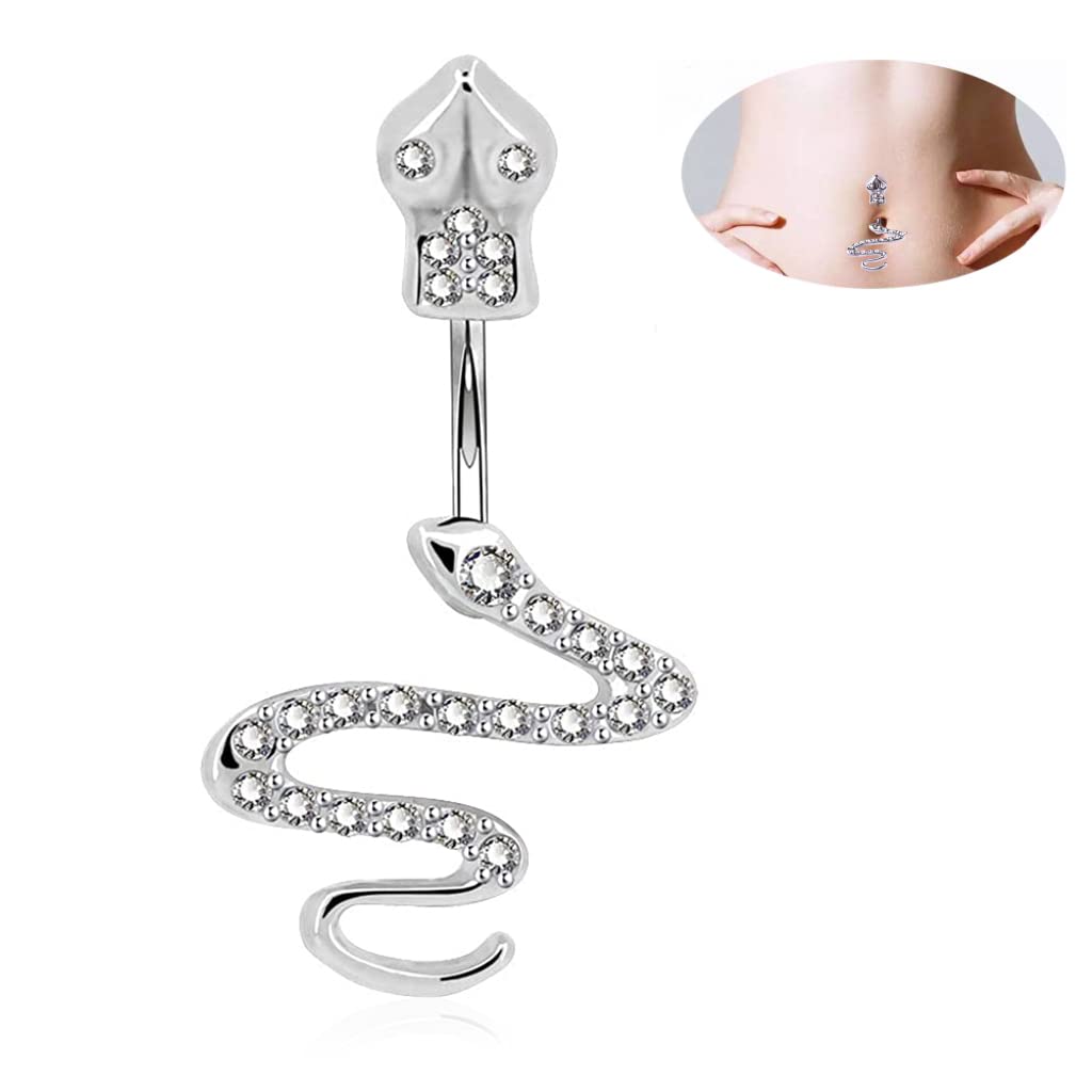 HASTHIP Green CZ Crystal Stainless Steel Surgical Snake Button Navel Piercing Rings, Belly Body Jewelry for Women, Men, Girls & Boy 14g HASTHIP Green CZ Crystal Stainless Steel Surgical Snake Button Navel Piercing Rings, Belly Body Jewelry for Women, Men, Girls & Boy 14g